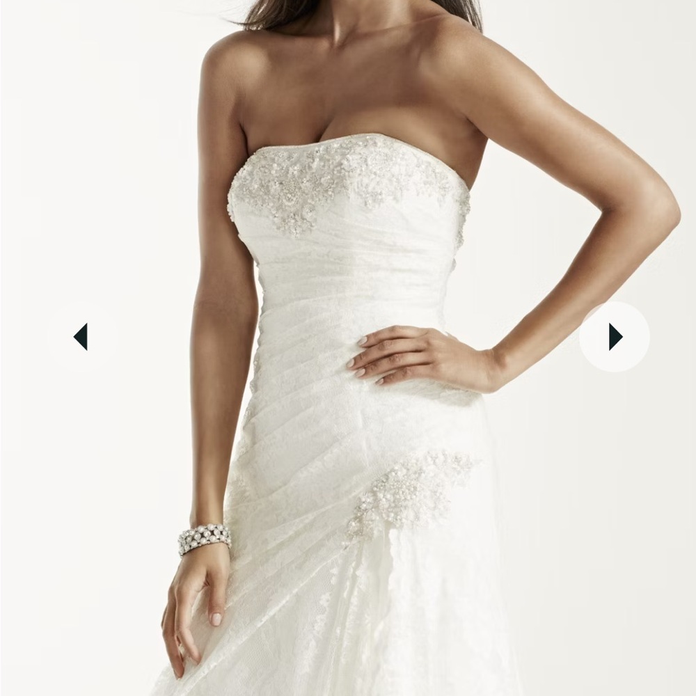 David's Bridal Elegant White Strapless Gown